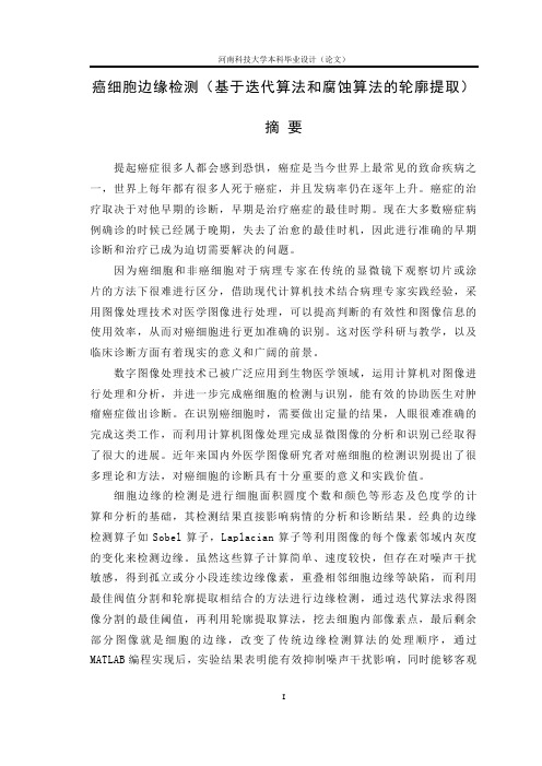 癌细胞边缘检测(基于迭代算法和腐蚀算法的轮廓提取)毕业设计论文