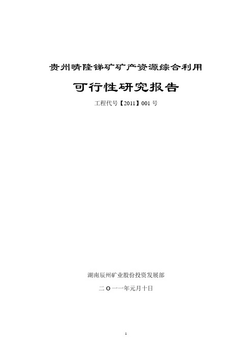 贵州晴隆锑矿可行性研究报告-文档