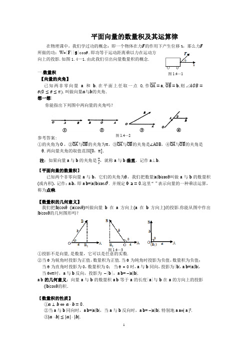 平面向量的数量积及其运算律