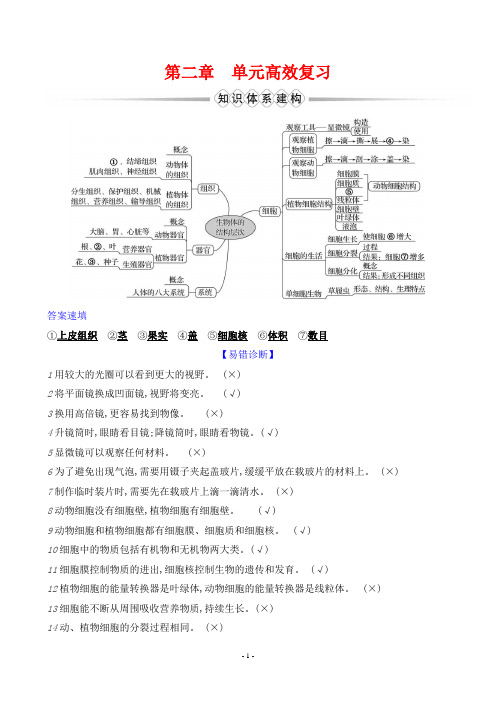 2023年人教版七年级上册生物第二单元 单元高效复习