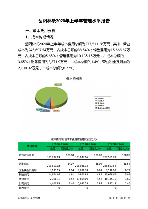 岳阳林纸2020年上半年管理水平报告