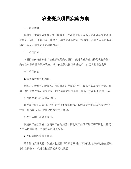 农业亮点项目实施方案