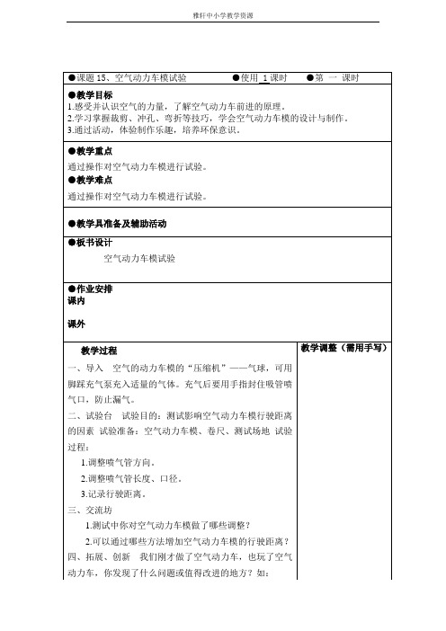 15、空气动力车模试验