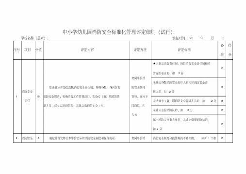 最新中小学幼儿园消防安全标准化评定细则复习过程