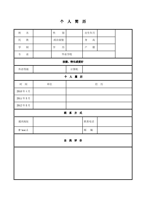 个人简历模板(2012)最新经典版