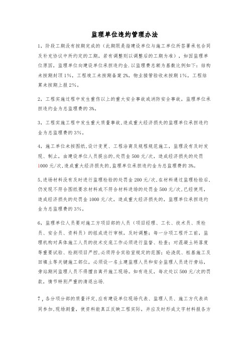 工程监理违约处罚办法