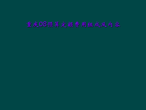 重庆08预算定额费用组成及内容