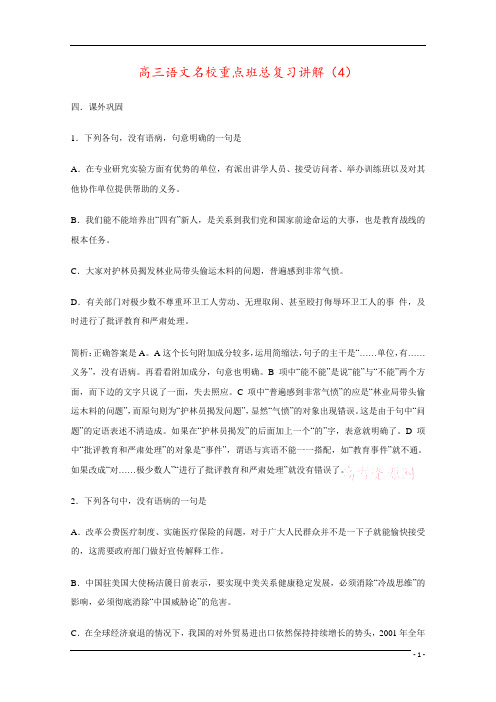 高三语文名校重点班总复习讲解(4)
