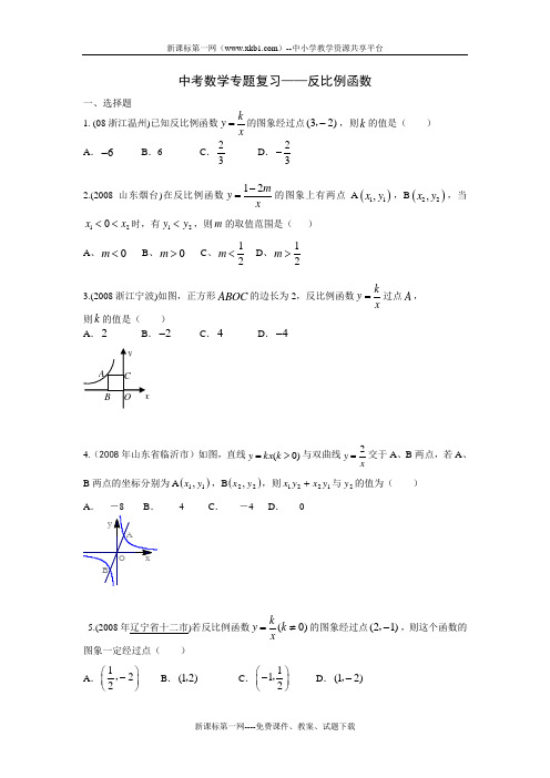 2010中考数学专题复习——反比例函数试卷