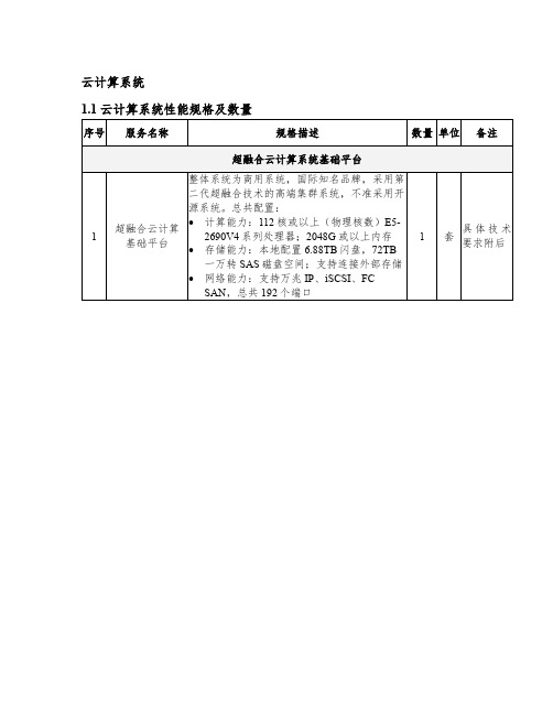 HyperFlex超融合招标参数