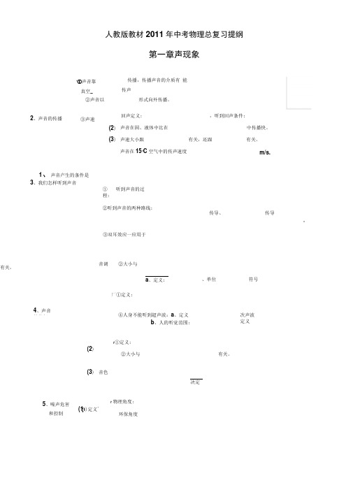 新课标中考物理总复习提纲概要