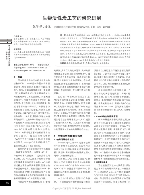 生物活性炭工艺的研究进展