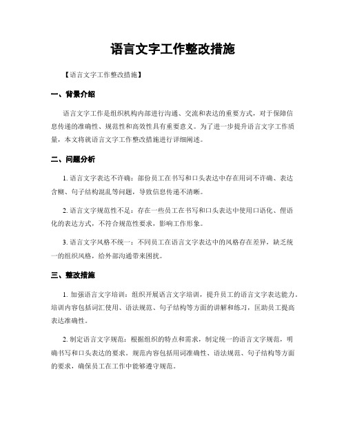 语言文字工作整改措施