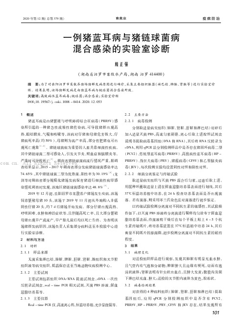 一例猪蓝耳病与猪链球菌病混合感染的实验室诊断