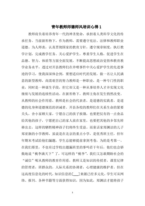 青年教师师德师风培训心得2020范文5篇