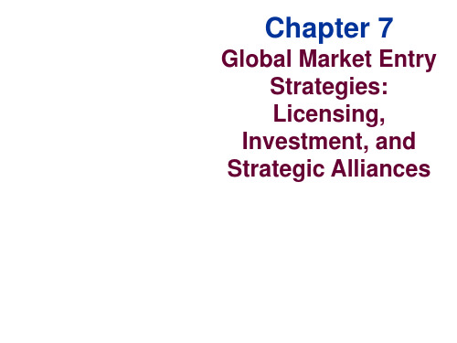 全球营销学课件Ch7 Global market entry stategies