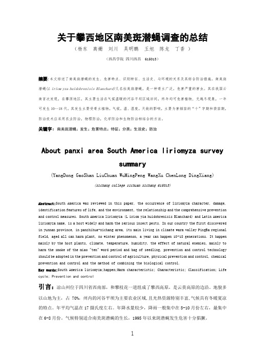 关于攀西地区南美斑潜蝇调查的总结.doc