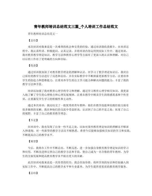 青年教师培训总结范文三篇_个人培训工作总结范文