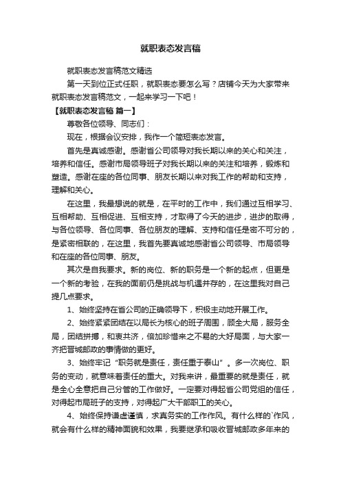 就职表态发言稿