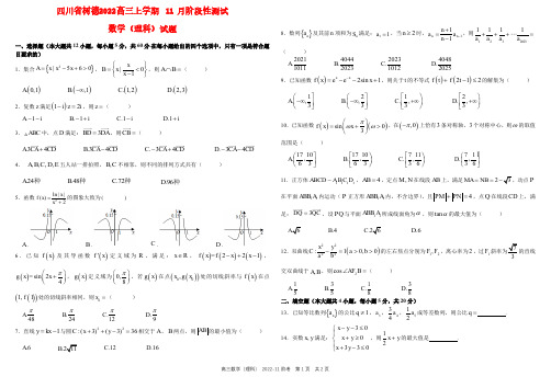 四川省树德2022高三理科数学上学期11月阶段性测试试题pdf