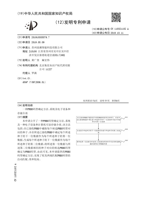 【CN110321102A】一种PRBS码型确定方法、系统及电子设备和存储介质【专利】