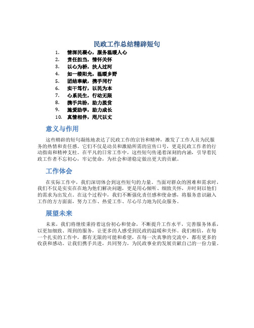 民政工作总结精辟短句