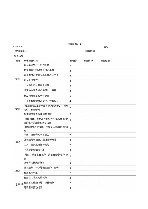 工厂5s现场检查记录表