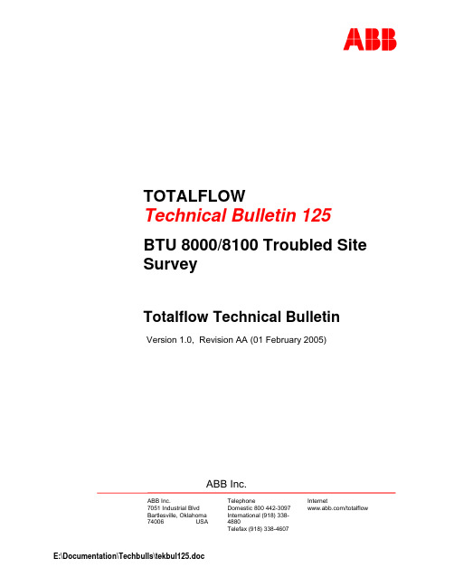 abb+btu8000+troubleshooting+手册说明书