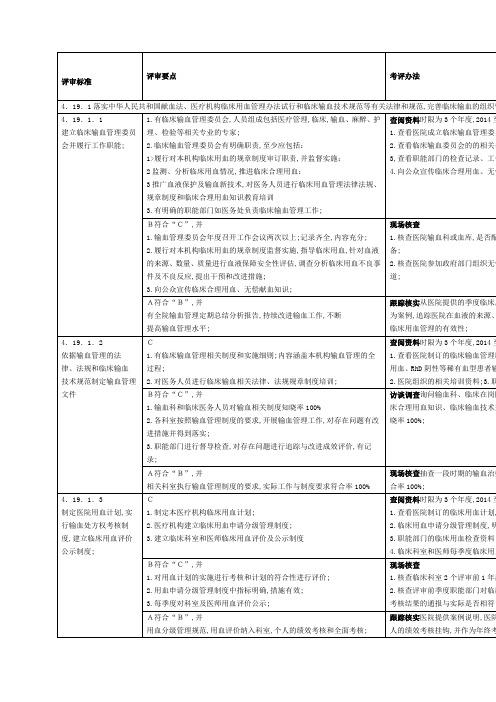 输血科三甲评审标准