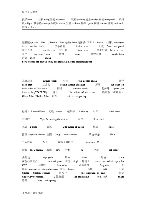 家具-沙发-皮料中英文对照