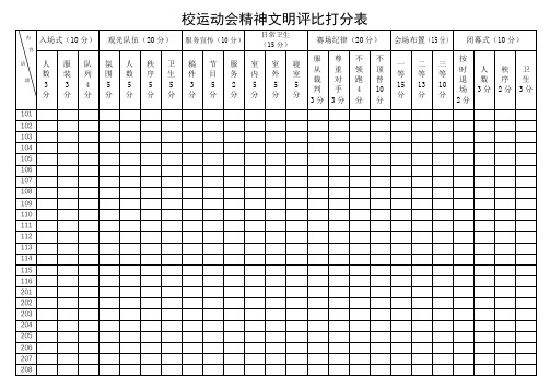 校运动会精神文明评比打分表