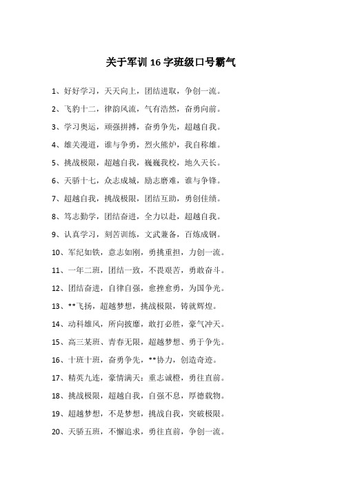 关于军训16字班级口号霸气