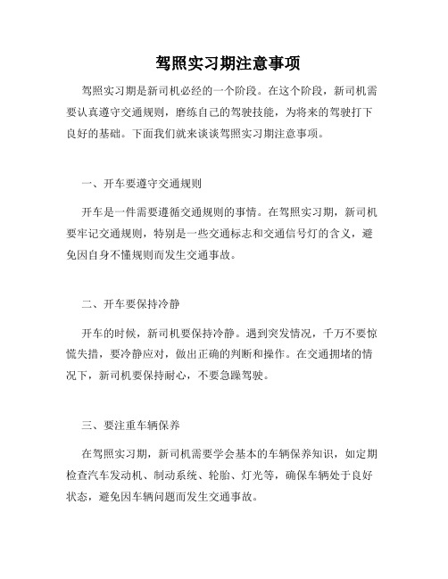   驾照实习期注意事项 