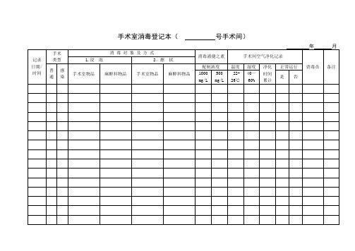 手术室消毒登记本