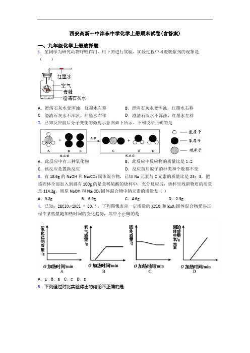 西安高新一中沣东中学化学初三化学上册期末试卷(含答案)