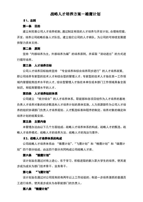 战略人才培养方案-雄鹰计划