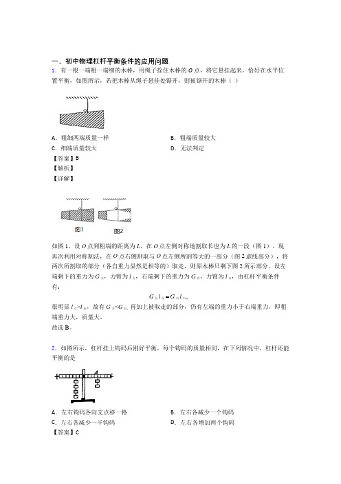 备战中考物理(杠杆平衡提高练习题)压轴题训练附答案解析