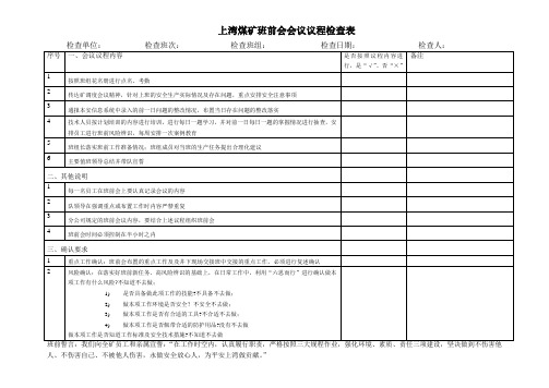 班前会会议议程检查表