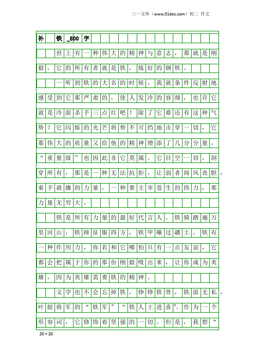 初二作文：补 铁_800字