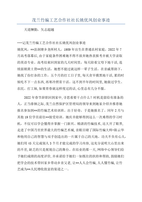 茂兰竹编工艺合作社社长姚优凤创业事迹