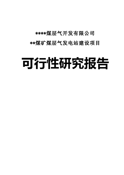 煤层气发电站建设项目可行性研究报告