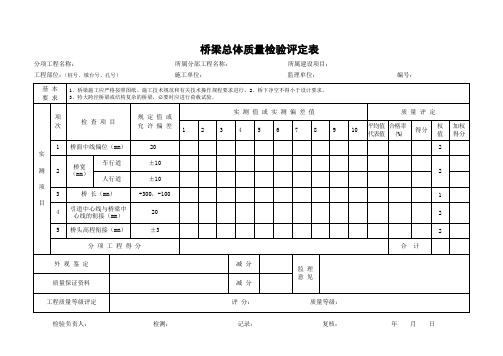 桥梁工程质量检验评定表