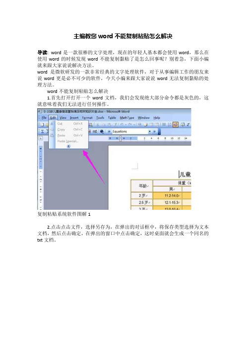 主编教您word不能复制粘贴怎么解决