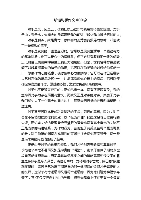 珍惜对手作文800字