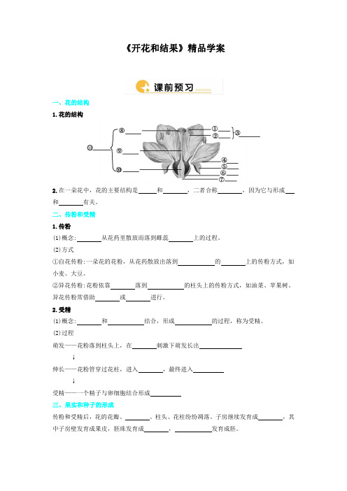 人教版七年级生物上册《开花和结果》精品学案