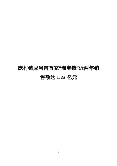 庞村镇成河南首家“淘宝镇”近两年销售额达1