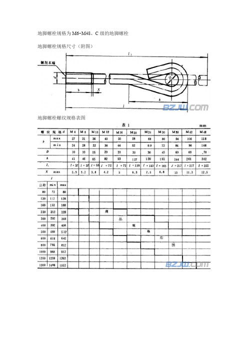 地脚螺栓规格