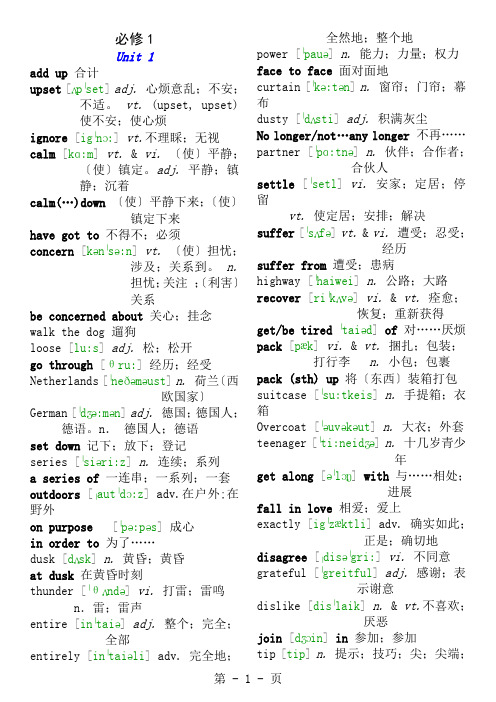 人教版高中英语单词表含音标