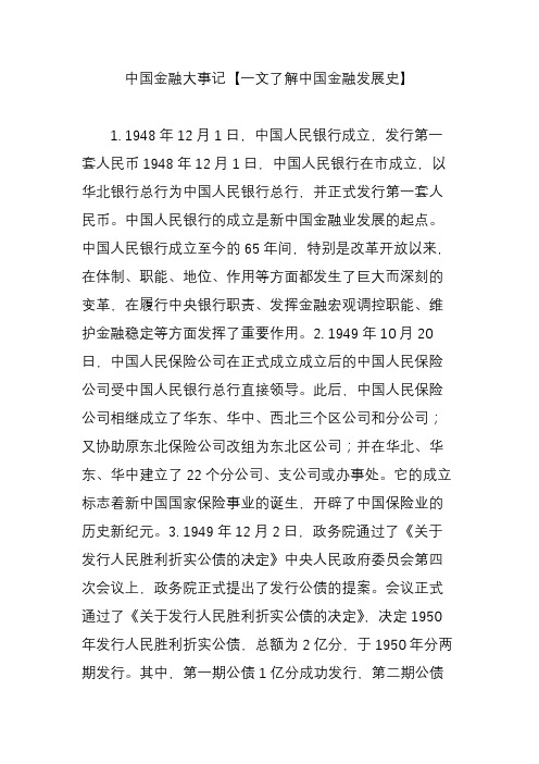 中国金融大事记【一文了解中国金融发展史】