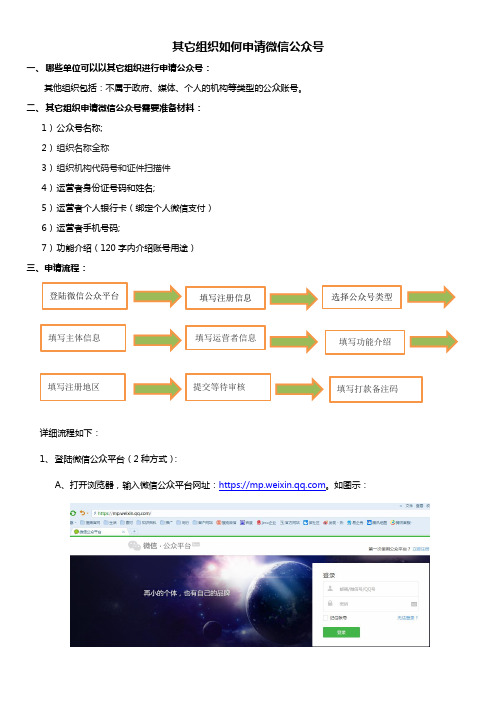 其它组织如何申请微信公众号